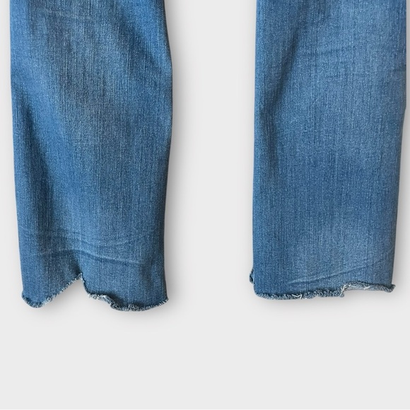 Madewell Cali Demi Boot Blue Denim Distressed Stretch Button Fly Jeans Size 23 - Picture 5 of 9